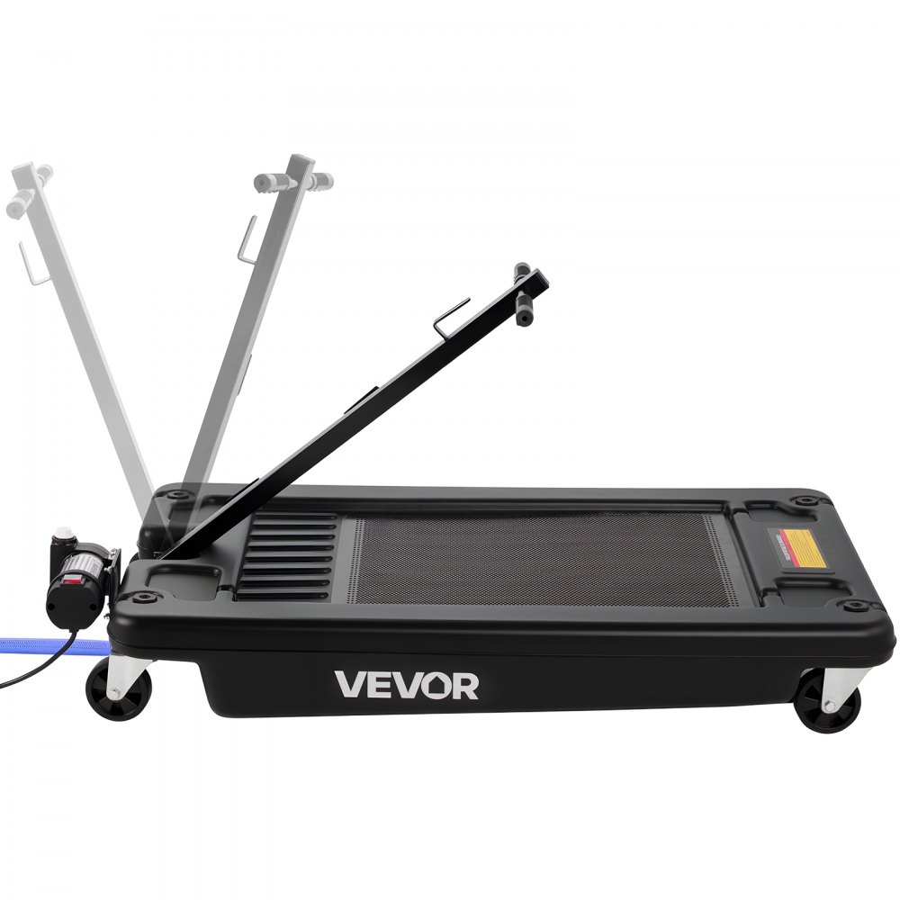 VEVOR Bandeja de drenaje de aceite de perfil bajo, 17 galones, con ruedas, bomba eléctrica, manguera de 7.2 pies y asa plegable en T, a prueba de fugas y resistente a la corrosión, para SUV, negro