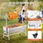 VEVOR - Asador eléctrico de acero inoxidable con motor de 42 W y ruedas bloqueables, capacidad de 39,5 kg, para barbacoa, cerdo entero, cordero, cabra, carbón, para acampar al aire libre