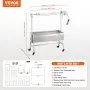 VEVOR - Asador eléctrico de acero inoxidable con motor de 42 W y ruedas bloqueables, capacidad de 39,5 kg, para barbacoa, cerdo entero, cordero, cabra, carbón, para acampar al aire libre