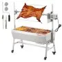 VEVOR - Asador eléctrico de acero inoxidable con motor de 42 W y ruedas bloqueables, capacidad de 39,5 kg, para barbacoa, cerdo entero, cordero, cabra, carbón, para acampar al aire libre
