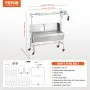VEVOR - Asador de carbón con parabrisas, para cerdo, cordero y cabra, 35 pulgadas, capacidad de 90 lb, motor eléctrico de 42 W, asador de acero inoxidable con ruedas bloqueables, para acampar al aire libre