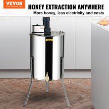 VEVOR Extractor de miel eléctrico, extractor de miel de 4/8 marcos, extracción de apicultura de acero inoxidable, equipo de centrífuga apiario con soporte ajustable en altura, tambor de panal con tapa