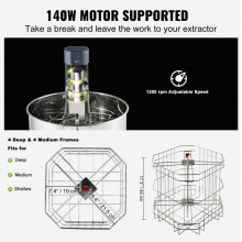 VEVOR Extractor de miel eléctrico, extractor de miel de 4/8 marcos, extracción de apicultura de acero inoxidable, equipo de centrífuga apiario con soporte ajustable en altura, tambor de panal con tapa