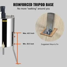 VEVOR Extractor de miel eléctrico, extractor de miel de 4/8 marcos, extracción de apicultura de acero inoxidable, equipo de centrífuga apiario con soporte ajustable en altura, tambor de panal con tapa