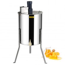 VEVOR Extractor de miel eléctrico, extractor de miel de 4/8 marcos, extracción de apicultura de acero inoxidable, equipo de centrífuga apiario con soporte ajustable en altura, tambor de panal con tapa