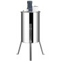 Extractor de miel VEVOR de acero inoxidable brillante con motor eléctrico en la parte superior y robustas patas de trípode.