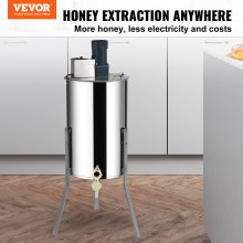 VEVOR Extractor de miel eléctrico, extractor de miel de 2/4 marcos, extracción de apicultura de acero inoxidable, equipo de centrífuga apiario con soporte ajustable en altura, tambor de panal con tapa