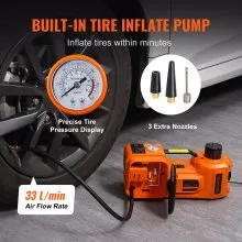 Gato hidráulico eléctrico VEVOR para suelo de coche, 5 toneladas, 12 V, con bomba infladora de llave de impacto