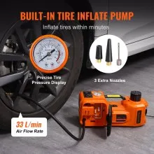 VEVOR, gato hidráulico eléctrico para piso de coche, 5 toneladas, 12V, bomba de inflado de neumáticos incorporada