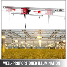 VEVOR Kit de movimiento de riel de riel de movimiento de luz de crecimiento interior ajustable de 10.8 pies 10 r / min, motor de movimiento con botón de encendido / apagado, tres rieles móviles, sistema de iluminación hidropónica de retardo de tiempo ajustable de 0-120 segundos