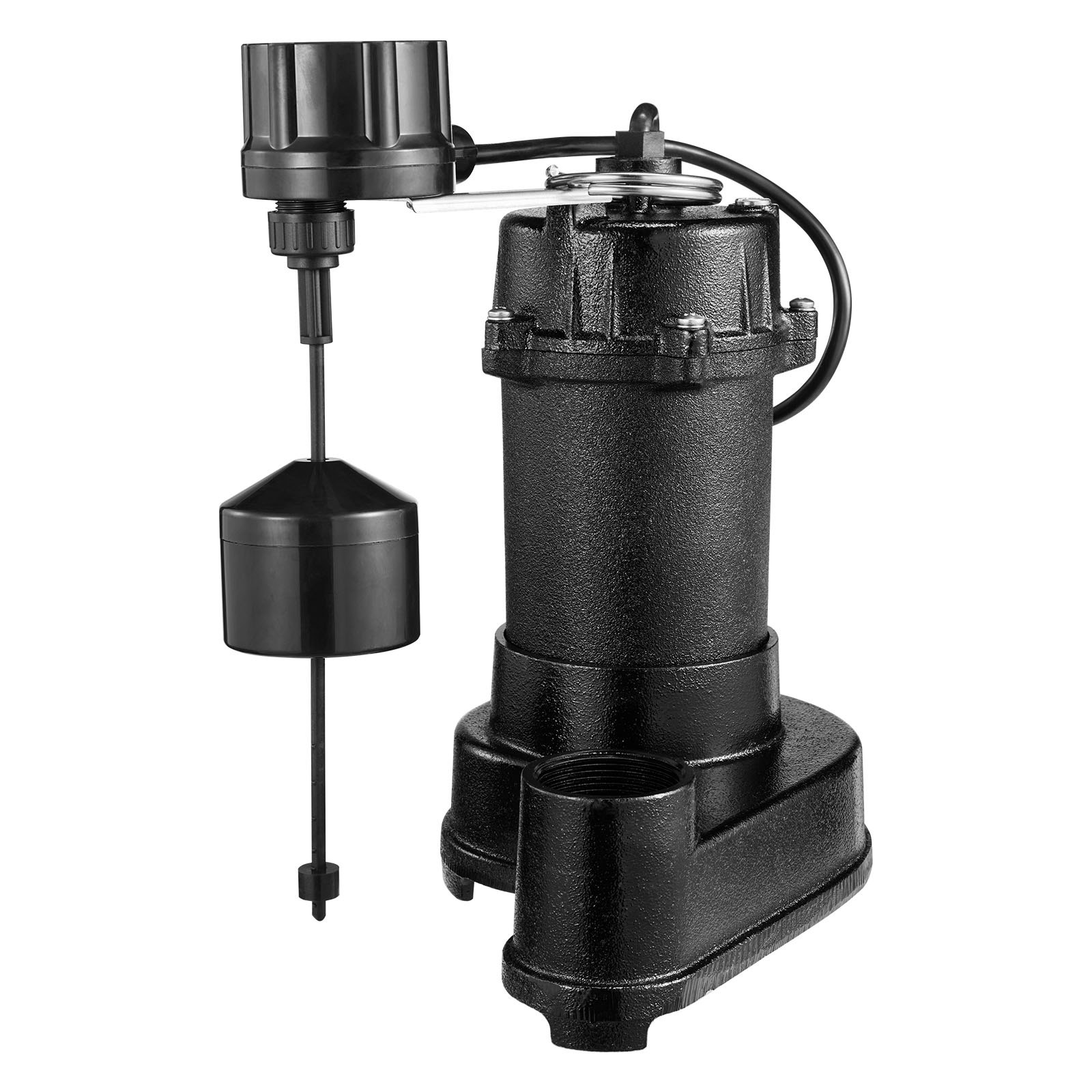 Bomba sumergible para aguas residuales VEVOR, 1/3 HP, 3000 GPH, de hierro fundido, con interruptor de flotador automático, descarga NPT de 1.5 pulgadas, 120 V, elevación de 25 pies, para sótanos, fosas sépticas y sumidero residencial.