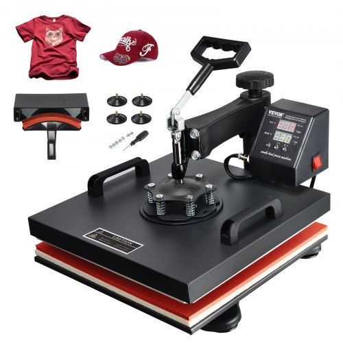 VEVOR Prensa de Calor Prensa Térmica Máquina de Sublimación 2 en 1 15x15 pulgadas transferencia de impresión por sublimación gorra de camiseta Diy