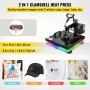 Máquina de prensado en caliente VEVOR 2 en 1, 15x15 pulgadas, transferencia de impresión por sublimación, gorra de camiseta DIY