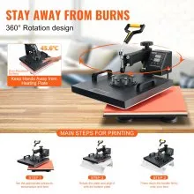 VEVOR Prensa de Calor Prensa Térmica Máquina de Sublimación 2 en 1 15x15 pulgadas transferencia de impresión por sublimación gorra de camiseta Diy