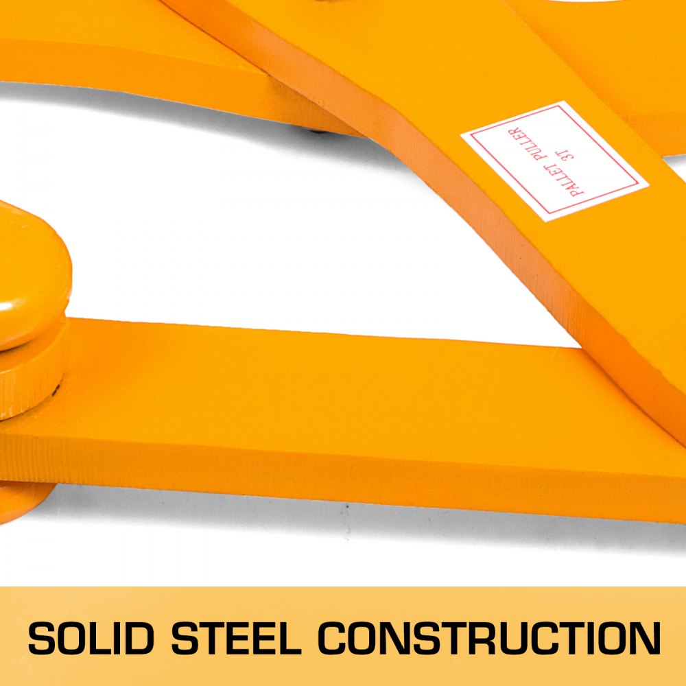 Extractor de paletas VEVOR, construcción de acero sólido en color naranja brillante.