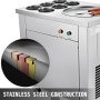 Máquina para hacer rollos de hielo comercial VEVOR, bandeja de 35 cm de diámetro, 740 W, máquina para hacer helado de yogur frito con 6 cubos, con palas para alimentos, ideal para bares, cafeterías y pastelerías.