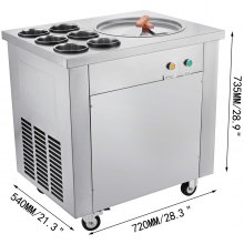 VEVOR Máquina de crema de yogur frito de 740 W de diámetro para hacer rollos de hielo maquina de helados ideal para bares cafeterías tiendas de postre