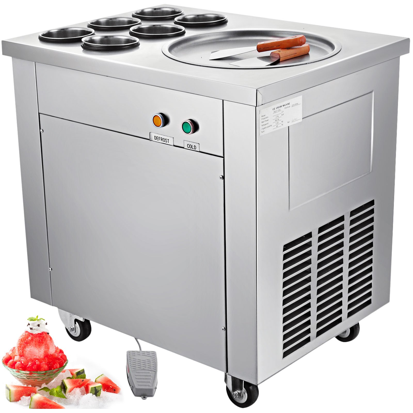 VEVOR Máquina de crema de yogur frito de 740 W de diámetro para hacer rollos de hielo maquina de helados ideal para bares cafeterías tiendas de postre