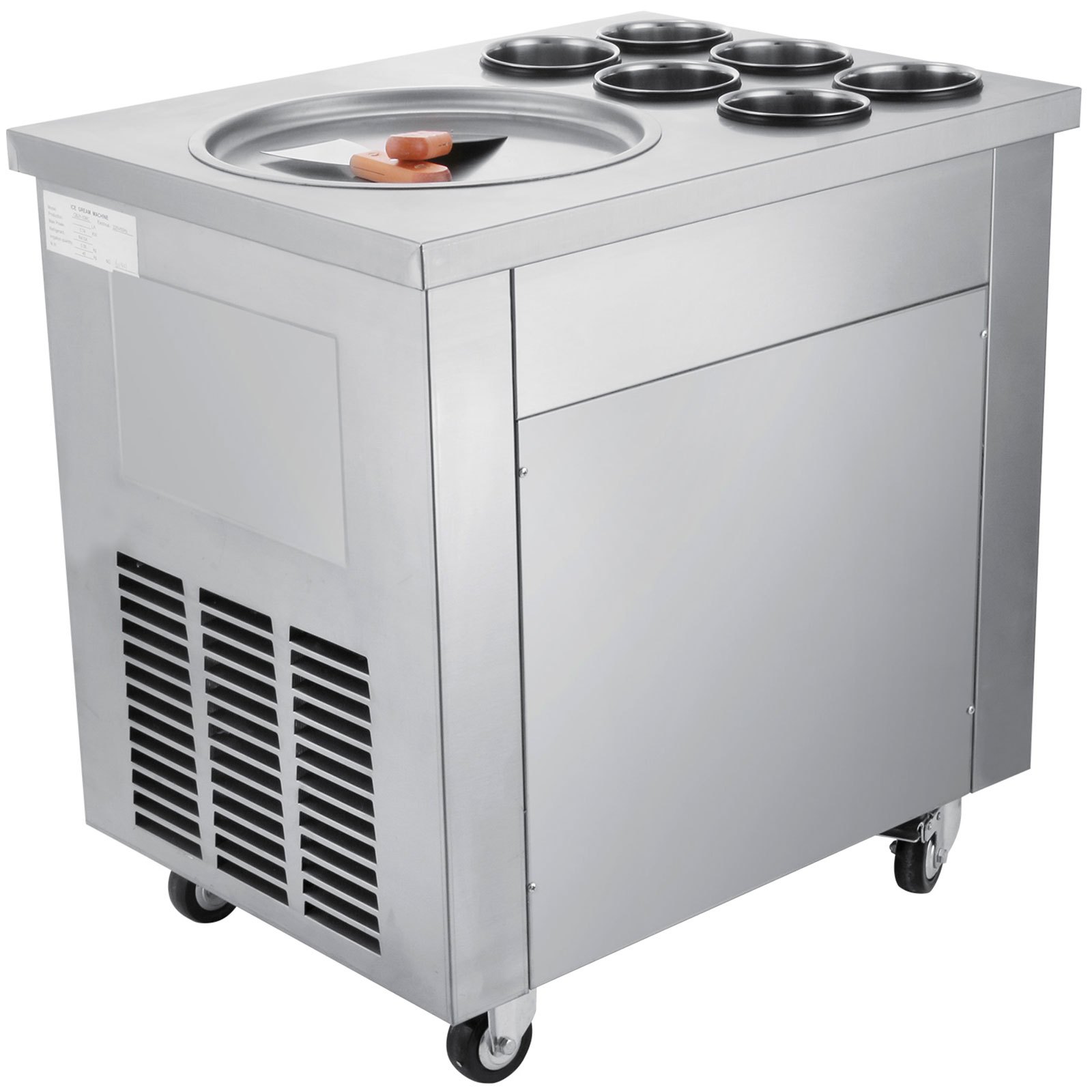 VEVOR Máquina de crema de yogur frito de 740 W de diámetro para hacer rollos de hielo maquina de helados ideal para bares cafeterías tiendas de postre