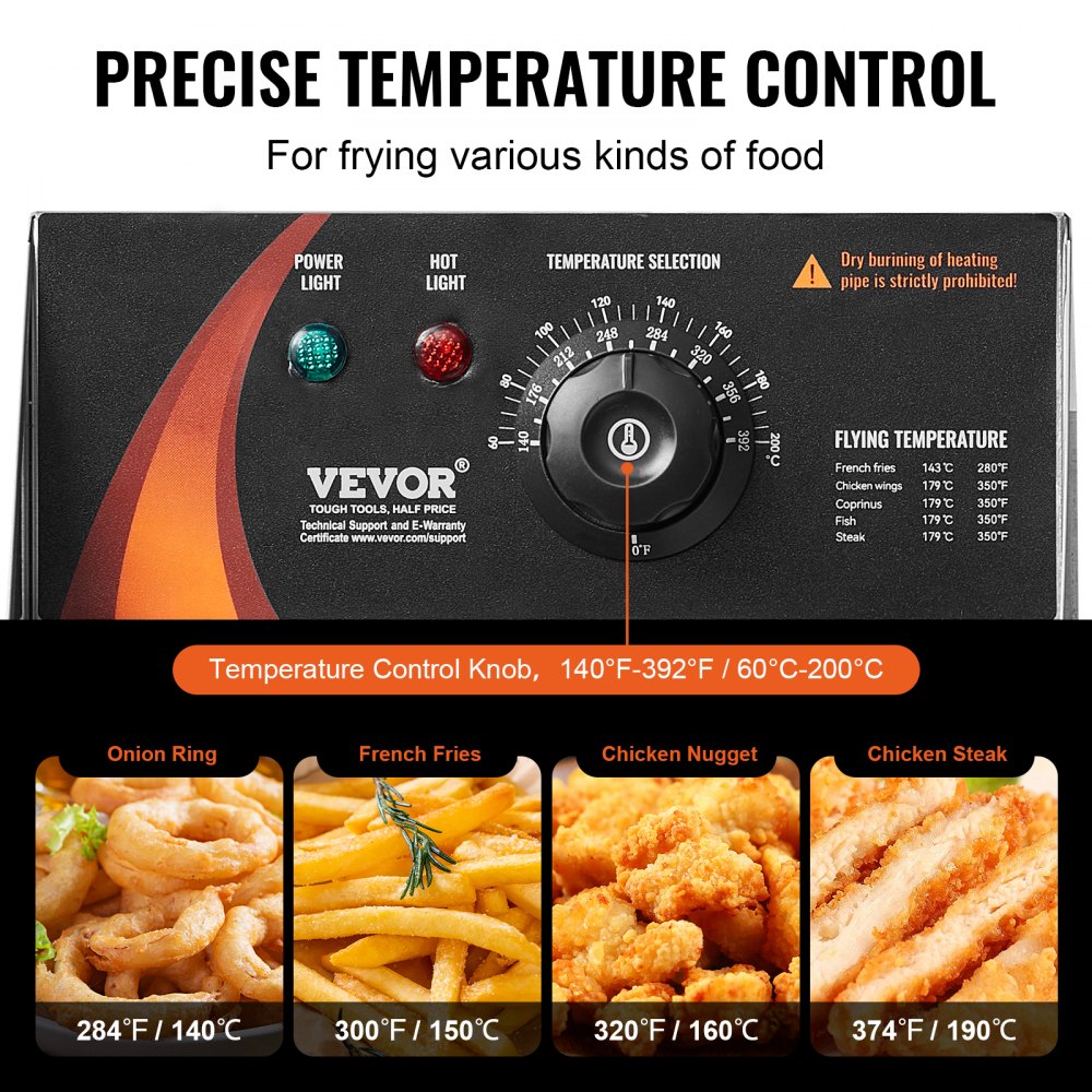 Freidora comercial VEVOR, freidora eléctrica de pavo de 3000 W con 3 cestas extraíbles, gran capacidad de 18 cuartos de galón (17 L), de acero inoxidable, para encimera, de un solo aceite, para cocina, restaurante, color plateado