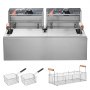 VEVOR Commercial Deep Fryer, 3000W Electric Turkey Fryer with 3 Removable Baskets, Large Capacity 18Qt / 17L Stainless Steel Countertop Single Oil Fryer, for Kitchen Restaurant Use, Silver