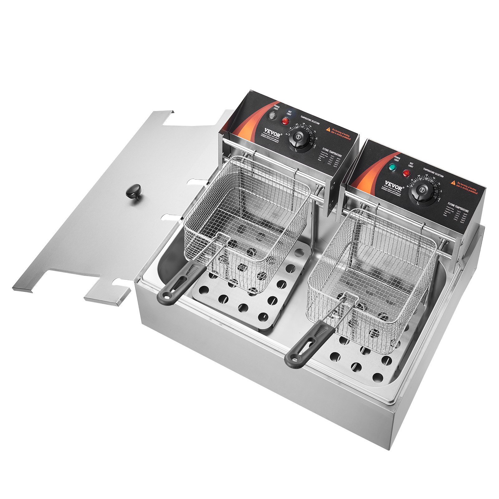 Freidora comercial VEVOR, freidora eléctrica de pavo de 3000 W con 3 cestas extraíbles, gran capacidad de 18 cuartos de galón (17 L), de acero inoxidable, para encimera, de un solo aceite, para cocina, restaurante, color plateado