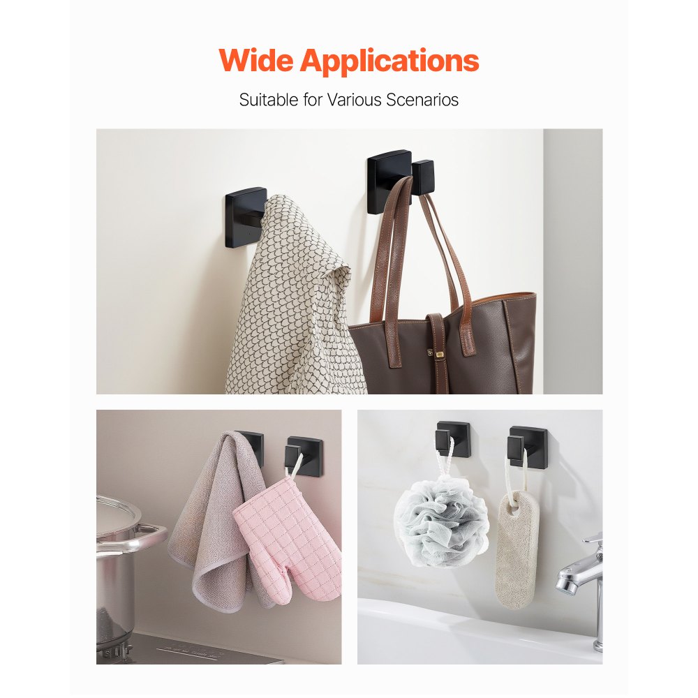 VEVOR Juego de accesorios de baño negro mate, 5 piezas, barra de toalla de acero inoxidable de 40 cm, toallero, 2 ganchos para toallas, soporte para papel higiénico, montaje en pared