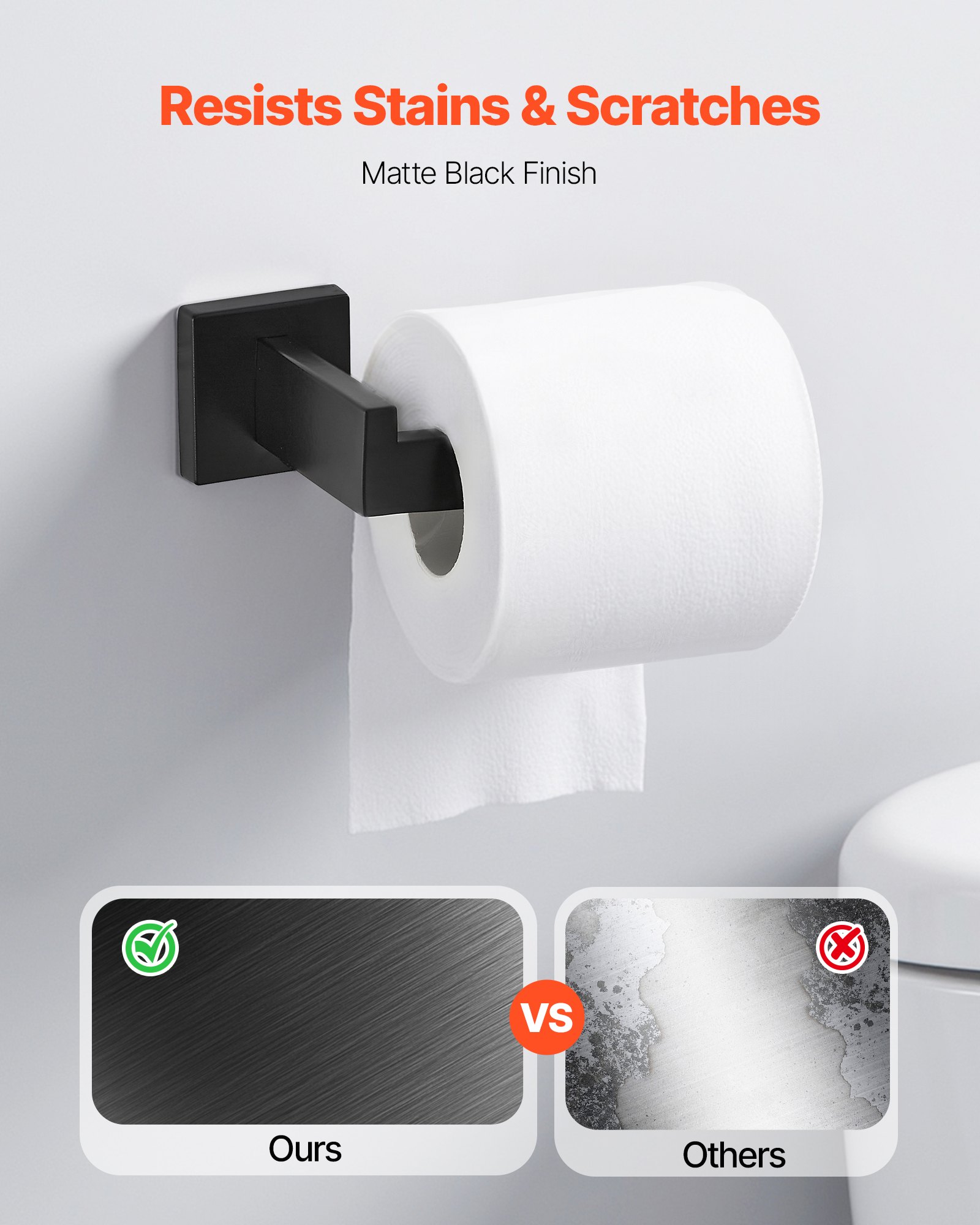 Juego de accesorios de baño VEVOR negro mate, 10 piezas, 2 barras de toalla de acero inoxidable de 61 cm, 2 toalleros, 4 ganchos para toallas y 2 portarrollos de papel higiénico para baño, montaje en pared.