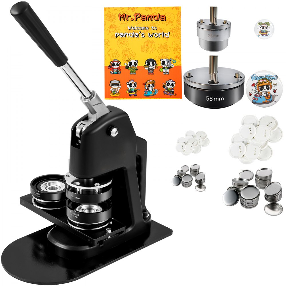 VEVOR Máquina Para Fabricar Botones Máquina De Prensa De Insignias Button Maker Machine Badge Pin Machine 1  2.25 500 Piezas gratis Kit de prensa