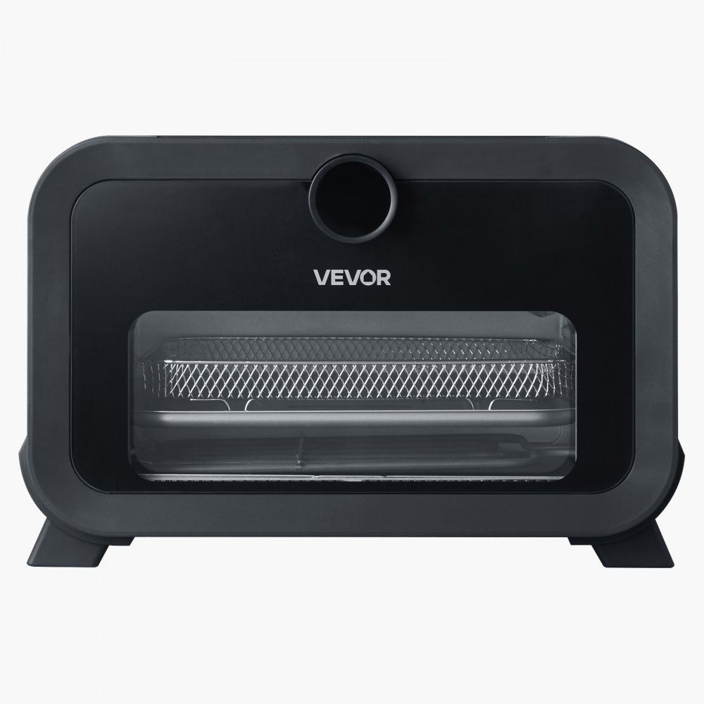 Horno de pizza VEVOR, horno eléctrico de pizza con 8 preajustes y freidora de aire, máquina para hacer pizza de interior de 12 pulgadas con control inteligente, temperatura máxima de 750 °F, resistente al agua IPX4, horno de pizza de encimera con piedra para pizza y cesta para freír.