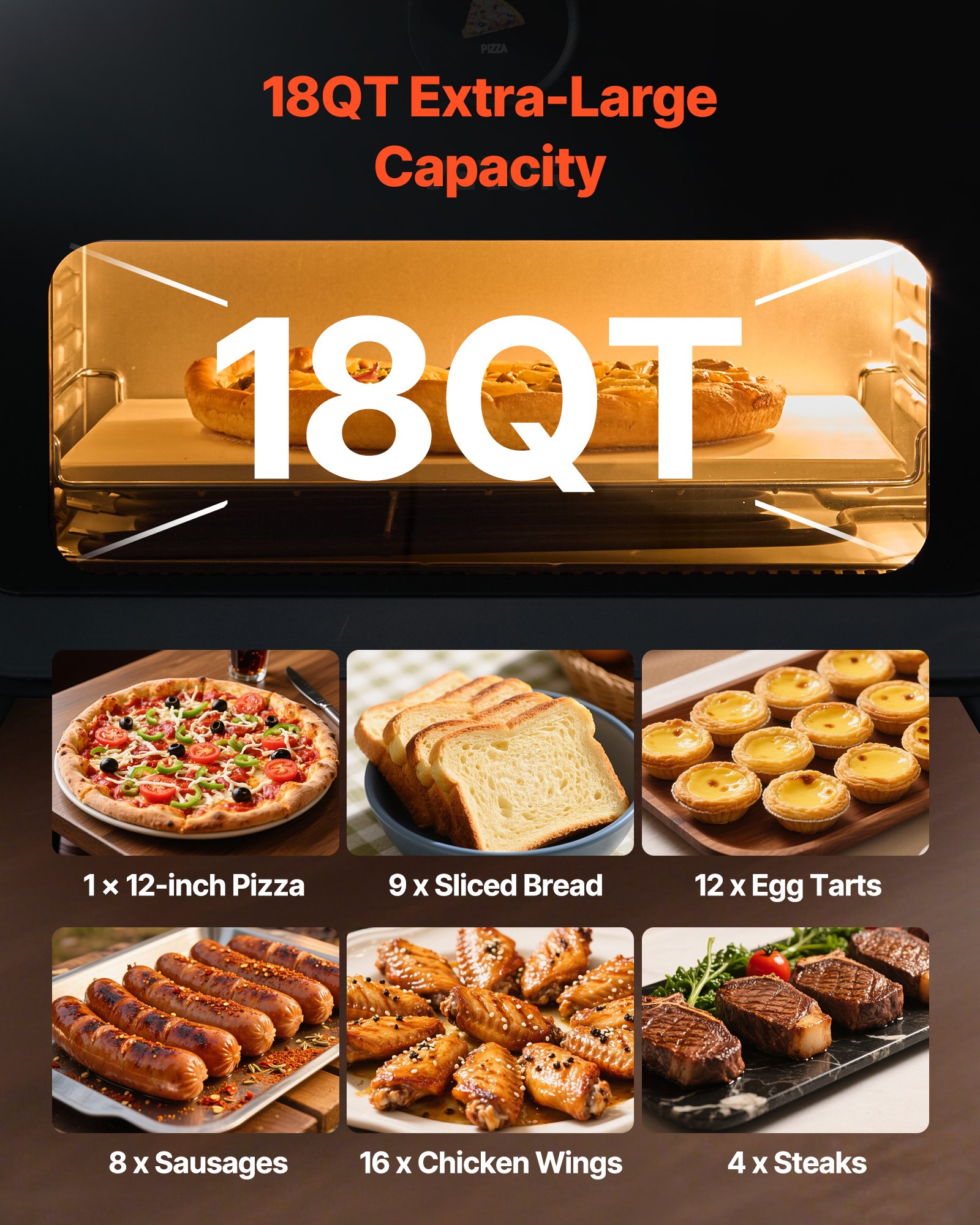 Horno de pizza VEVOR, horno eléctrico de pizza con 8 preajustes y freidora de aire, máquina para hacer pizza de interior de 12 pulgadas con control inteligente, temperatura máxima de 750 °F, resistente al agua IPX4, horno de pizza de encimera con piedra para pizza y cesta para freír.