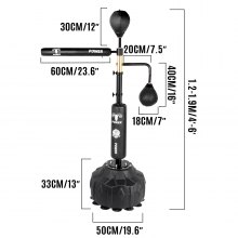 VEVOR Entrenador de Velocidad de Boxeo, Barra Giratoria para Saco de Boxeo, Pelota de Boxeo de Entrenamiento con Barra Reflex y Guantes, Saco de Boxeo de Velocidad Sólida Independiente, Altura Ajustable, para Hombre, con Dos Bolas