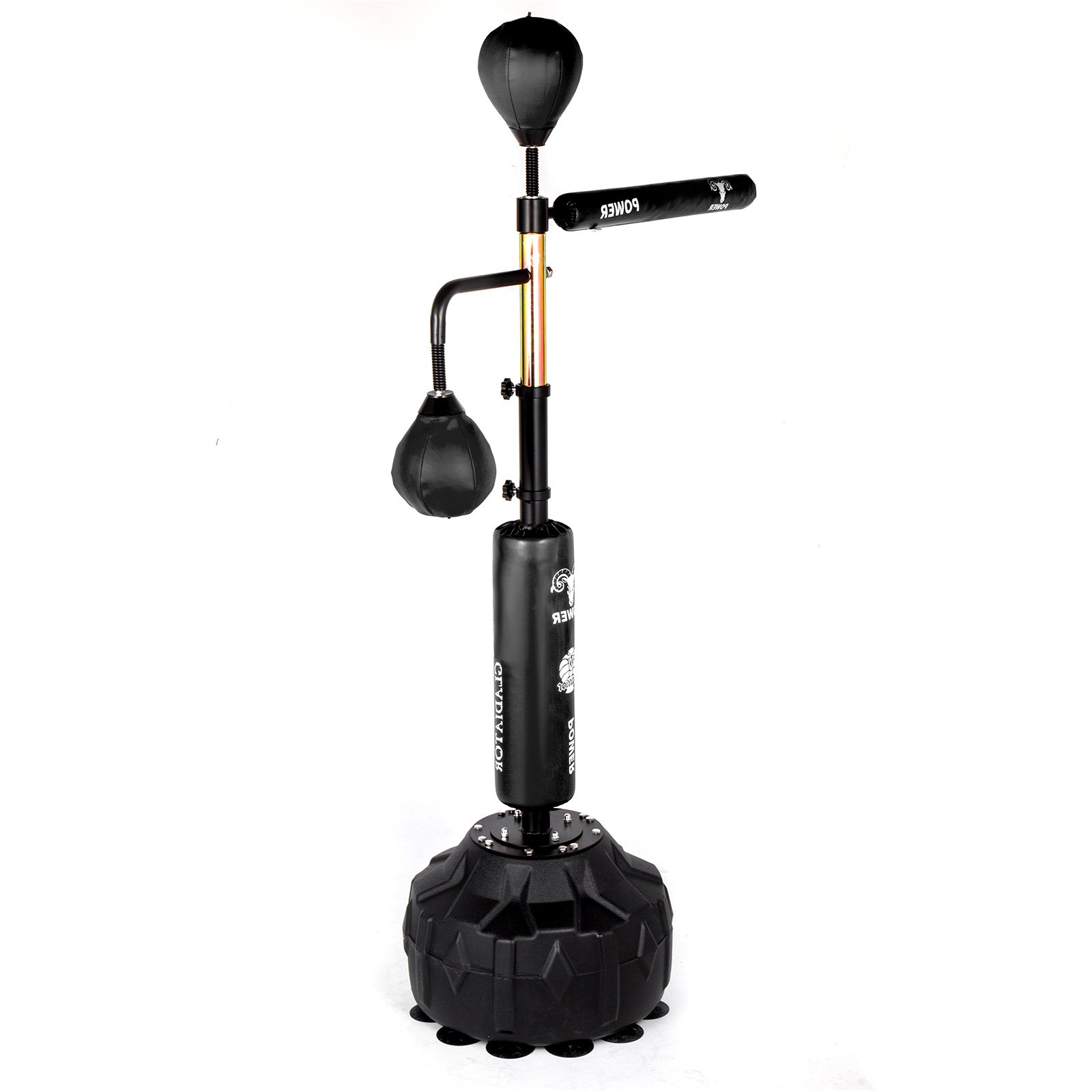 VEVOR Entrenador de velocidad de boxeo, barra giratoria para saco de boxeo, pelota de entrenamiento con barra de reflejos y guantes, saco de boxeo sólido de velocidad independiente, altura ajustable, para hombre, con dos bolas