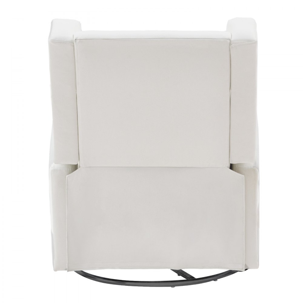VEVOR Sillón reclinable eléctrico electrónico con mecanismo de giro y deslizamiento, capacidad de peso de 113 kg, con puerto USB, superficie de poliéster, mecedora giratoria para sala de estar y dormitorio, color blanco roto.