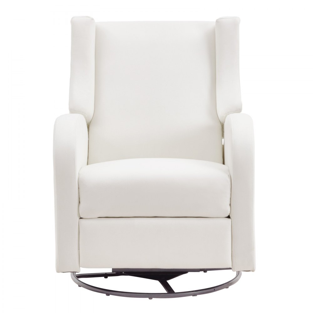 VEVOR Sillón reclinable eléctrico electrónico con mecanismo de giro y deslizamiento, capacidad de peso de 113 kg, con puerto USB, superficie de poliéster, mecedora giratoria para sala de estar y dormitorio, color blanco roto.