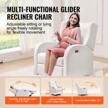 VEVOR Sillón reclinable eléctrico electrónico y giratorio con capacidad de peso de 250 lb, sillón reclinable giratorio con puerto USB, superficie de poliéster, sillón reclinable giratorio para sala de estar, dormitorio, color blanco roto