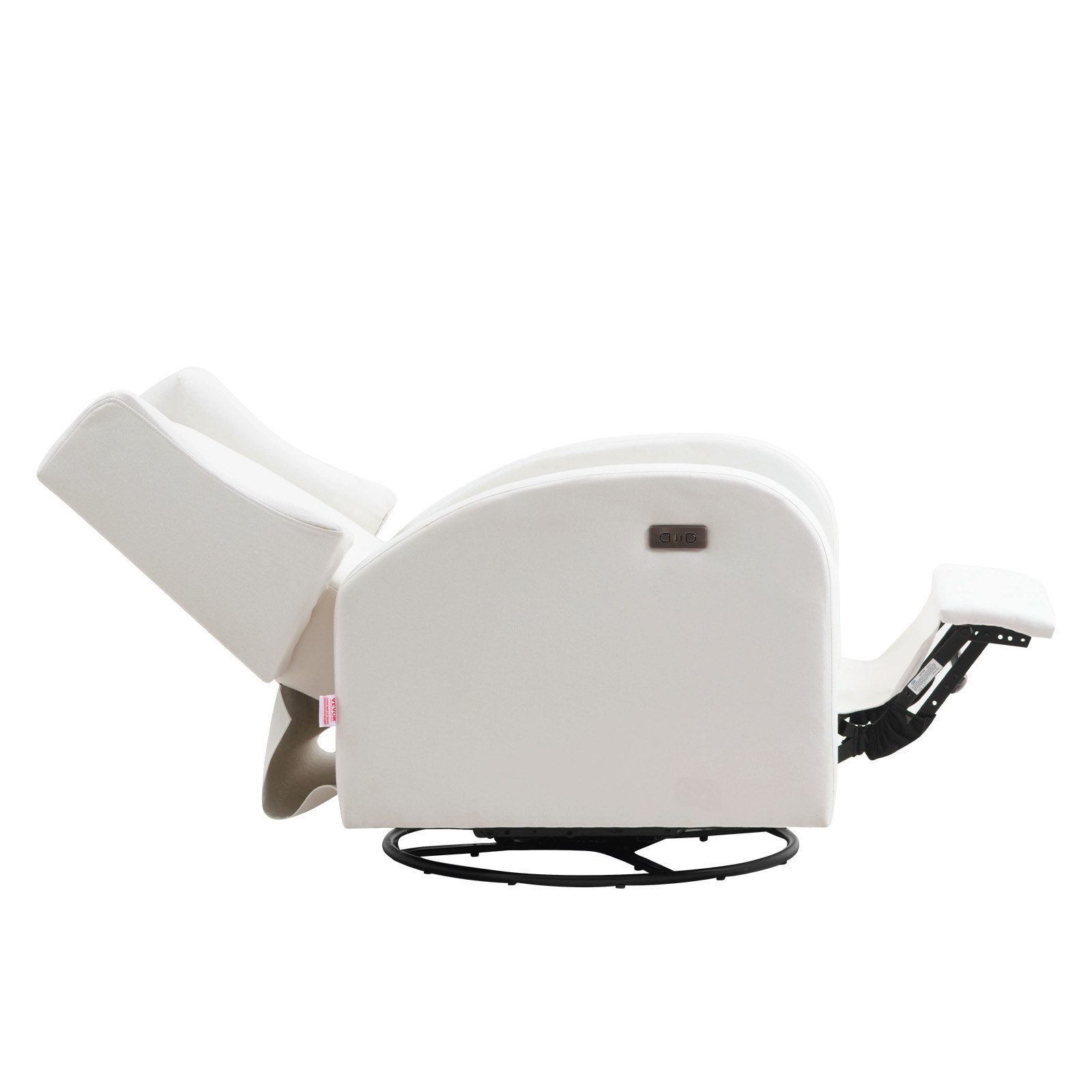 VEVOR Sillón reclinable eléctrico electrónico con mecanismo de giro y deslizamiento, capacidad de peso de 113 kg, con puerto USB, superficie de poliéster, mecedora giratoria para sala de estar y dormitorio, color blanco roto.