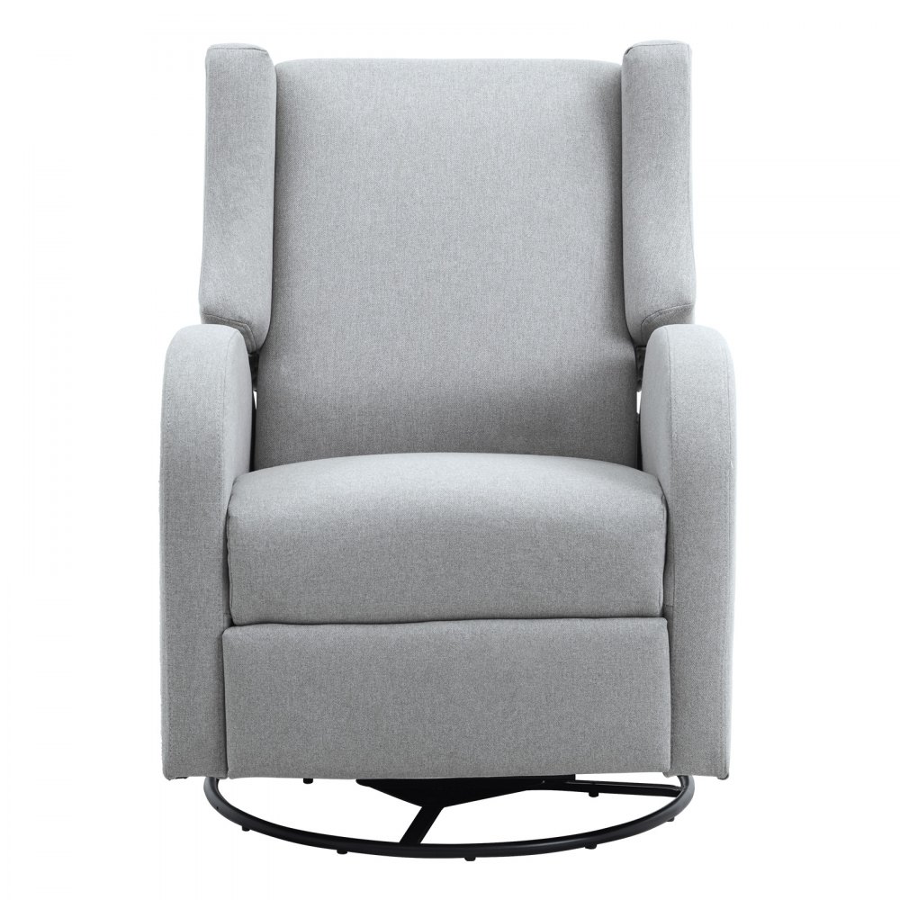 Sillón reclinable VEVOR gris con reposabrazos acolchados y base redonda de metal.