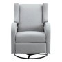 Sillón reclinable VEVOR gris con reposabrazos acolchados y base redonda de metal.