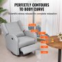 Sillón reclinable eléctrico VEVOR con mecanismo de giro y capacidad de peso de 113 kg, con puerto USB, superficie de poliéster, para sala de estar y dormitorio, color gris claro.