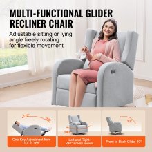 VEVOR Sillón reclinable eléctrico electrónico y giratorio con capacidad de peso de 250 lb, sillón reclinable giratorio con puerto USB, sillón eléctrico con superficie de poliéster, sillón reclinable giratorio para sala de estar, dormitorio, gris claro