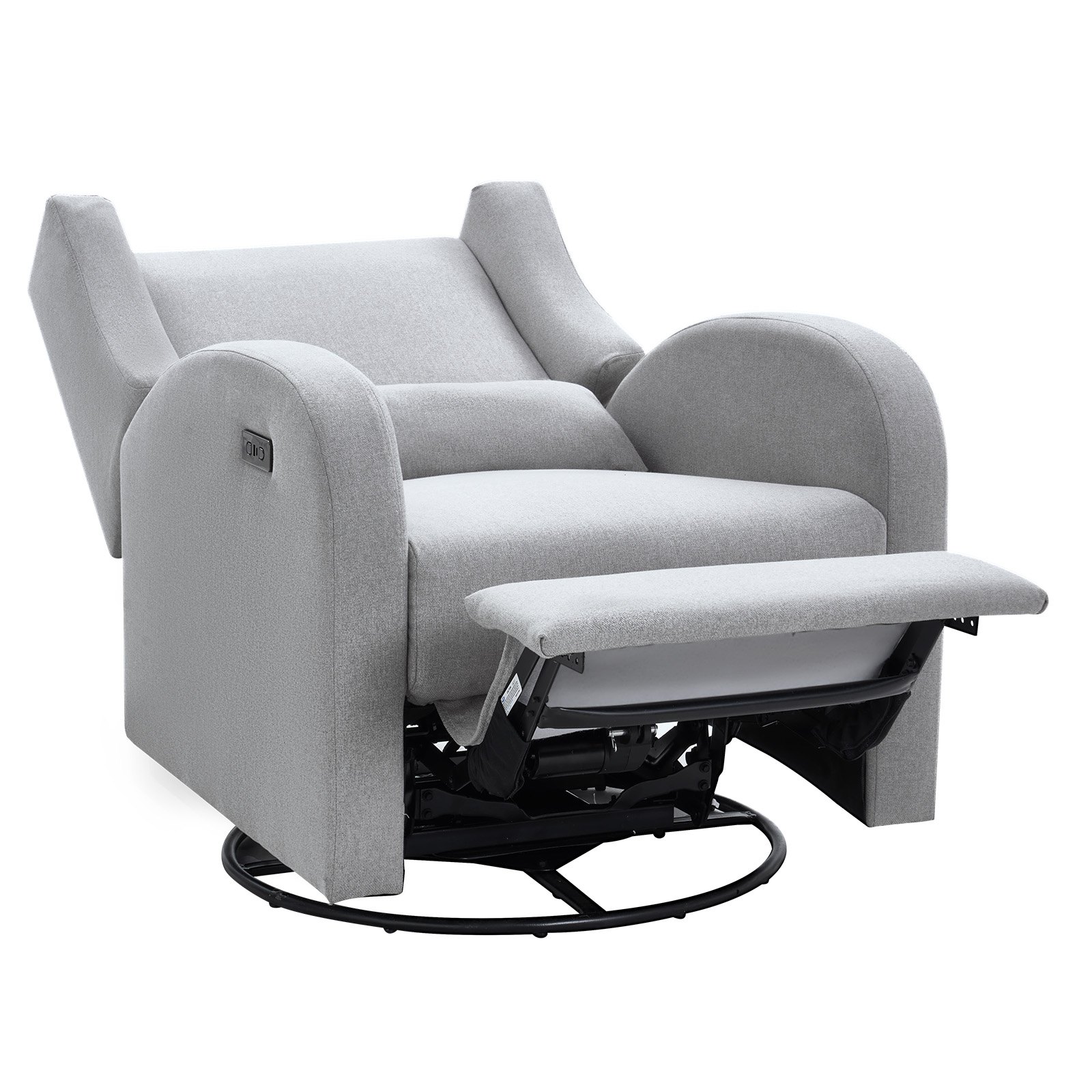Sillón reclinable VEVOR gris con reposapiés extendido, con acolchado de felpa y reposabrazos redondeados.