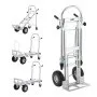 VEVOR Carretilla de mano plegable de aluminio, diseño 4 en 1, capacidad de 1000 libras, carro plegable industrial resistente, carro con ruedas de goma para transporte y mudanza en almacén, supermercad