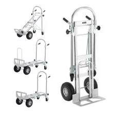 VEVOR Carretilla de mano plegable de aluminio, diseño 4 en 1, capacidad de 1000 libras, carro plegable industrial resistente, carro con ruedas de goma para transporte y mudanza en almacén, supermercad