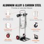 VEVOR Carretilla de mano plegable de aluminio, diseño 2 en 1, capacidad de 400 libras, carro plegable industrial resistente, carro con ruedas de goma para transporte y mudanza en almacén, supermercado, jardín