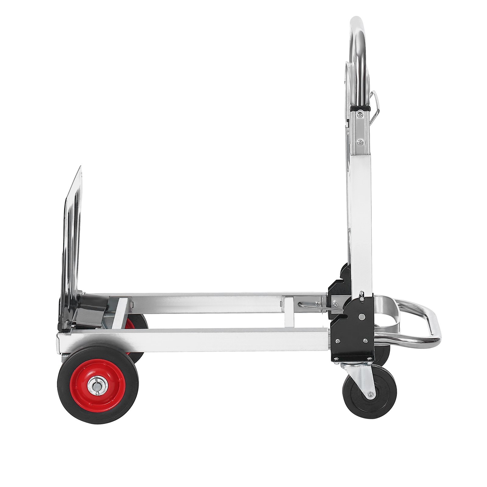 Carretilla plegable de aluminio VEVOR, diseño 2 en 1, capacidad de 181 kg (400 lbs), carro industrial plegable de alta resistencia, carro con ruedas de goma para transporte y movimiento en almacenes, supermercados y jardines.