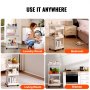VEVOR - Carrito de cocina con ruedas de 3 niveles y cajón, con ruedas bloqueables, multifuncional, con asa, para oficina, salón y cocina, con estantes organizadores móviles, color blanco