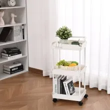 VEVOR Carro utilitario rodante de 3 niveles, carro de cocina con ruedas bloqueables, carro de almacenamiento multifuncional con asa para oficina, sala de estar, cocina, estantes organizadores de cesta