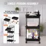 VEVOR - Carrito de cocina con ruedas de 3 niveles y cajón, con ruedas bloqueables, multifuncional, con asa, para oficina, salón y cocina, con estantes organizadores móviles, color negro