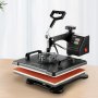 Máquina de prensado térmico VEVOR con pantalla digital sobre mesa de madera.